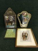 A mahogany framed signed print - Northumbrian Pit Men by T McCardle, framed print,