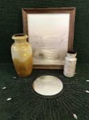 A metal wire framed mirror,