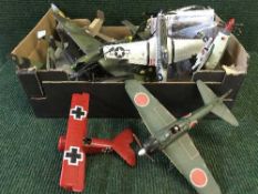 Two boxes of assorted die cast planes, r.c.