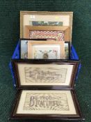 A box of seven 20th century framed needlework pictures - Home sweet home,