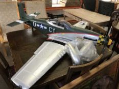 A large P-51D Mustang fighter remote control plane (no hand set)