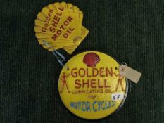 Two cast metal wall plaques - Golden shell