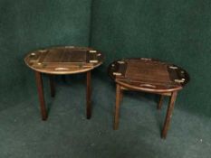 A square mahogany butler's tray on stand,
