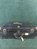 An early 20th century metal bound travel case
