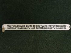 A cast metal LNER 3' warning notice