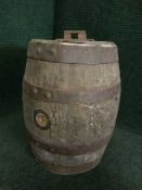 An early twentieth century oak metal bound barrel