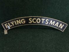 A cast metal plaque - Flying Scotsman