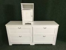 An Ikea four drawer chest and matching bedside cabinet