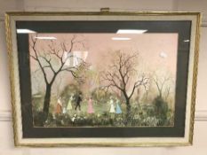 After Helen Bradley : a colour print depicting children playing in a park