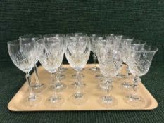 A tray of lead crystal wine glasses