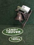Cast metal wall bracket with bell - Landrover,