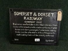 A cast metal Somerset and Dorset railway company rule