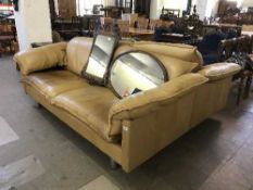 Two Skalna tan leather settees