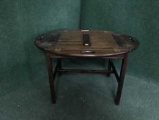 A rectangular mahogany butler's tray on stand
