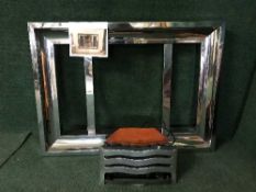 A chrome framed electric fire