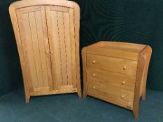 A three piece pine Mamas & Papas nursery bedroom set