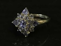 A 9ct gold tanzanite cluster ring