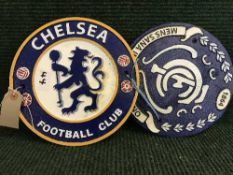Two cast metal wall plaques - Chelsea football club