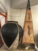 A contemporary metal floor lamp,