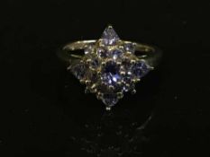 A 9ct gold tanzanite cluster ring