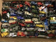 A box of die cast cars