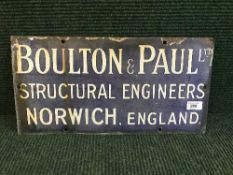 An enamel sign, Boulton & Paul Ltd.