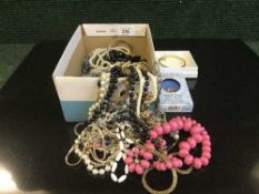 A quantity of costume jewellery, bead necklaces, simulated pearls,