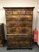 A George II walnut chest on chest,