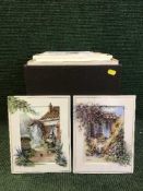 A leather storage box of four Anmaburg boxed plaques with certificates,