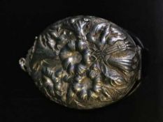 A large heavy ornate antique silver locket/mirror 22 grams