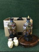A pair of Japanese cloisonne vases, Myott dinner ware,