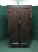 An oak double door wardrobe