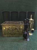 A brass log box,