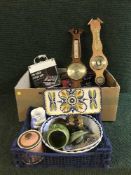 A box of barometers, poker set,