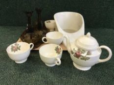 A glass dressing table set,