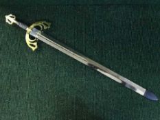 A gilt handled ornamental sword