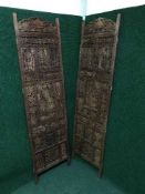 A pair of Eastern carved shutter doors