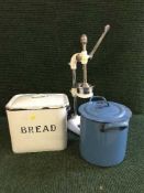 An enamel bread bin,
