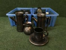 A quantity of silvered tea china