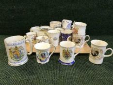 A tray of commemorative china