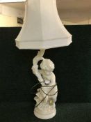 A large chalk table lamp - Cherub