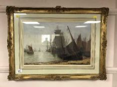 Bernard Benedict Hemy : Shipping on the Tyne, watercolour, signed, with Dean Gallery label verso,
