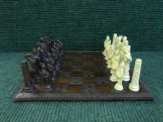 A hardwood chess set