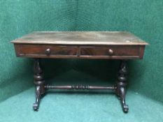 A mahogany desk fitted two drawers