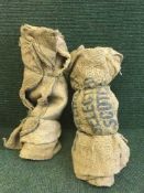 Two bundles of vintage hessian sacks - 'Selected Scotch Seed' etc
