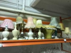 Eleven assorted table lamps