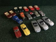 A box of die cast sports cars
