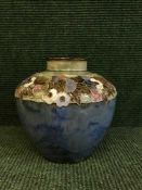 A blue glazed Royal Doulton stone ware vase no.