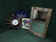 A pine framed mirror,