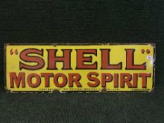 A enamel Shell sign 'Shell Motor Spirit'